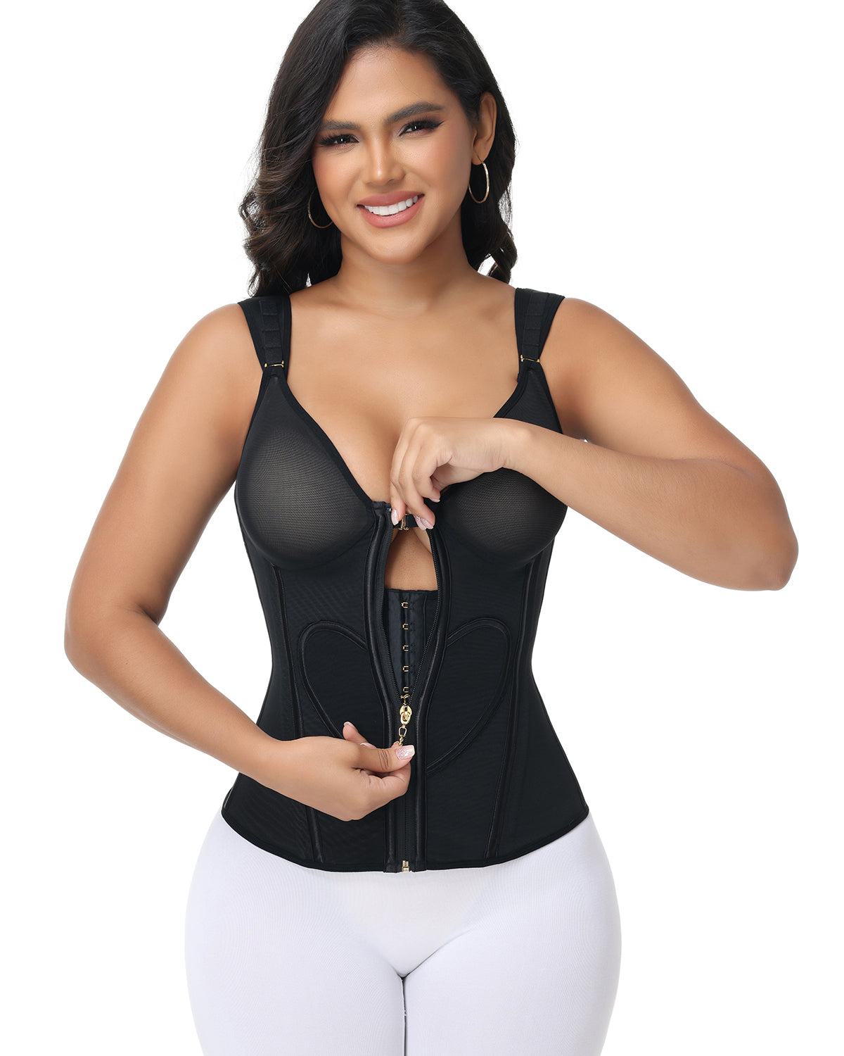 Shapshe Fajas Colombianas mit Breiten Trägern und Liebesmuster Bauchweg Taillentrainer