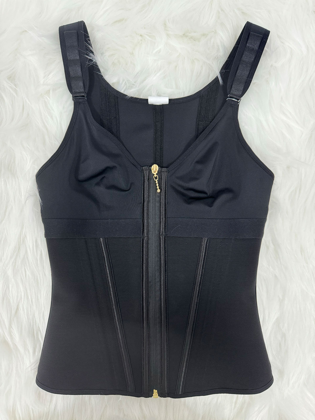 Shapshe® Damen Stäbchen Latex Reißverschluss Korsett Bauchkontrolle Body Shaper Weste Mit BH