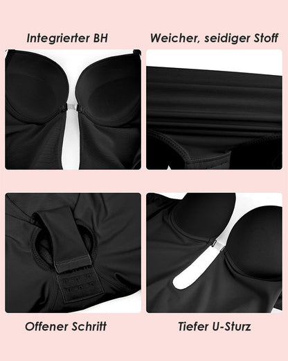 Shapshe® Ärmelloses Bauchweg Rückenfreier Shapewear V-Ausschnitt Bodysuit Mit BH