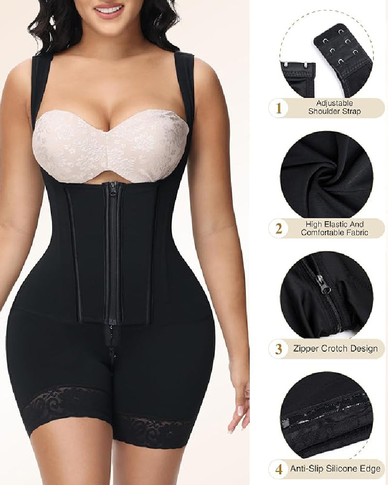 Shapshe® Hohe Kompressions-Shapewear mit Reißverschluss vorne und mittlerem Oberschenkel