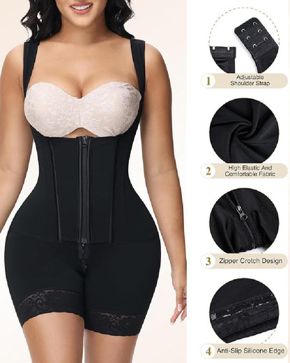 Shapshe® Hohe Kompressions-Shapewear mit Reißverschluss vorne und mittlerem Oberschenkel
