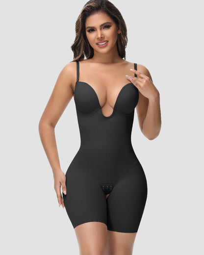 Shapshe® Damen U-Plunge Trägerlos Bodysuit Bauchkontrolle Integriertem BH Shapewear