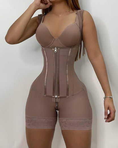Shapshe® Hohe Kompressions-Shapewear mit Reißverschluss vorne und mittlerem Oberschenkel
