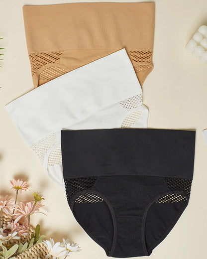 Damen Nahtloser Shapewear Slip mit hoher Taille Sexy Ausgehöhlter Unterwäsche