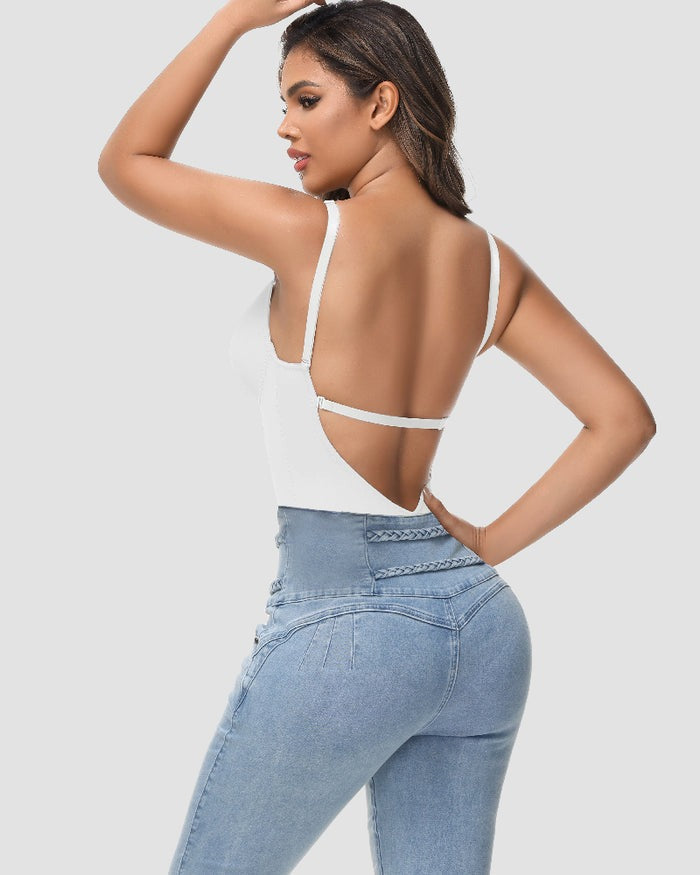 Shapshe® Damen U-Plunge Trägerlos Bodysuit Bauchkontrolle Integriertem BH Shapewear