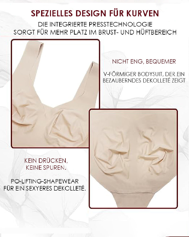 Shapshe® Damen Bauchweg Nahtloser Sommer Eisseide Bodysuit Kompressions V-Ausschnitt Body Shaper