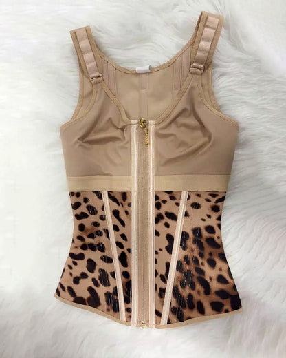 Shapshe® Damen Stäbchen Latex Reißverschluss Korsett Bauchkontrolle Body Shaper Weste Mit BH