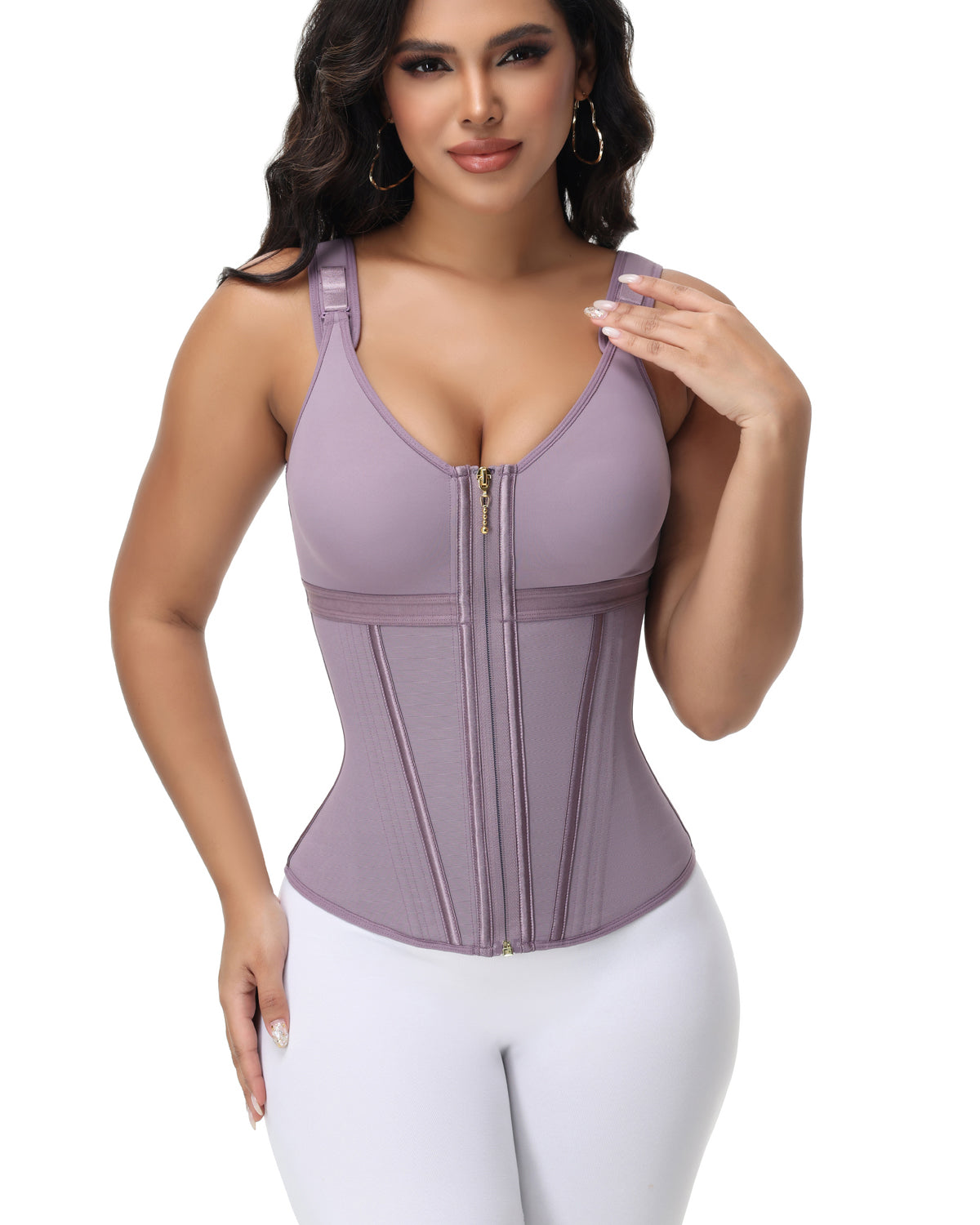 Shapshe® Damen Stäbchen Latex Reißverschluss Korsett Bauchkontrolle Body Shaper Weste Mit BH