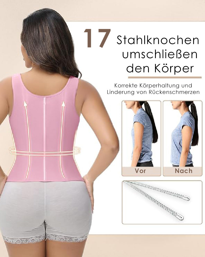 Shapshe® Damen Stäbchen Latex Reißverschluss Korsett Bauchkontrolle Body Shaper Weste Mit BH