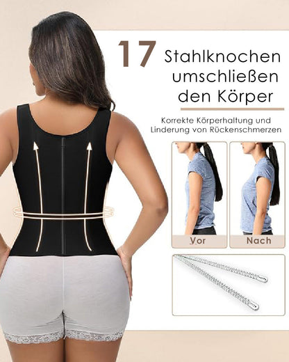 Shapshe® Damen Stäbchen Latex Reißverschluss Korsett Bauchkontrolle Body Shaper Weste Mit BH