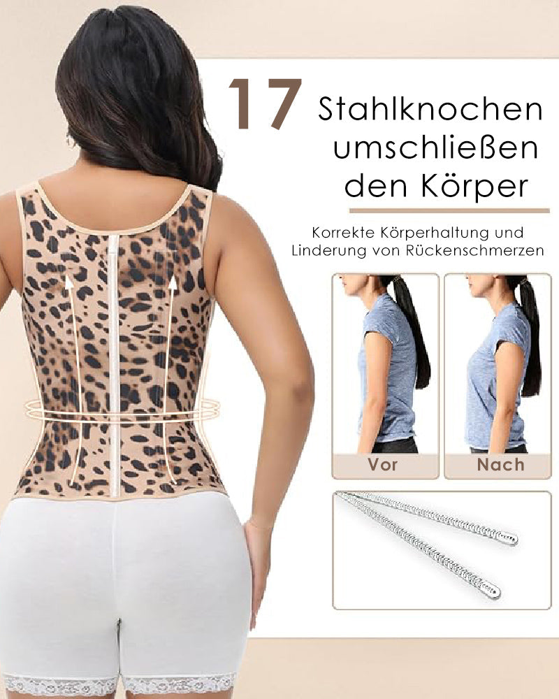 Shapshe® Damen Stäbchen Latex Reißverschluss Korsett Bauchkontrolle Body Shaper Weste Mit BH