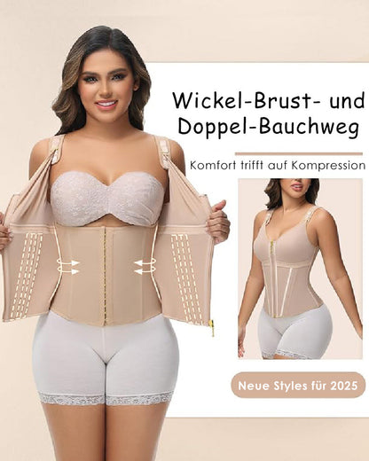 Shapshe® Damen Stäbchen Latex Reißverschluss Korsett Bauchkontrolle Body Shaper Weste Mit BH