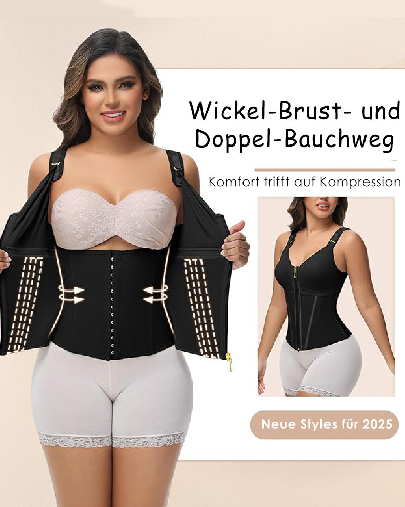Shapshe® Damen Stäbchen Latex Reißverschluss Korsett Bauchkontrolle Body Shaper Weste Mit BH