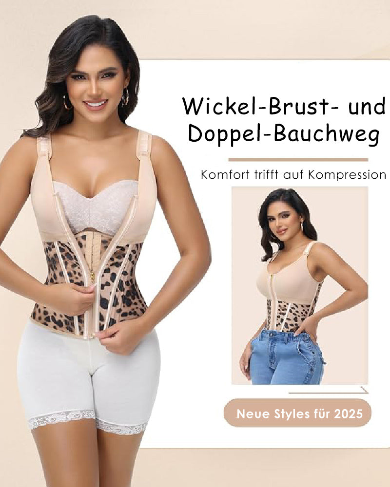 Shapshe® Damen Stäbchen Latex Reißverschluss Korsett Bauchkontrolle Body Shaper Weste Mit BH