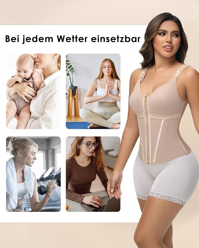 Shapshe® Damen Stäbchen Latex Reißverschluss Korsett Bauchkontrolle Body Shaper Weste Mit BH