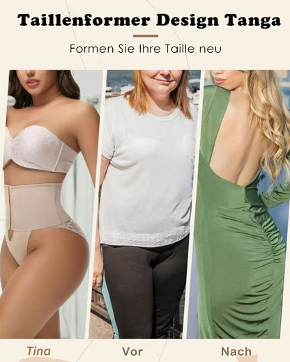 Shapshe® Shapewear mit Öffnung Vorn und Bauchkontroll-Höschen mit Spitzenbesatz