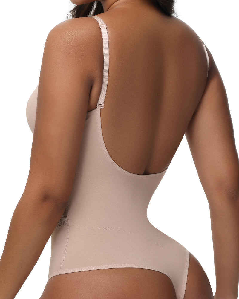 Shapshe® Damen Bauchweg Tanga Durchsichtiges Mesh Korsett-Oberteil Rückenfreier Bodysuits