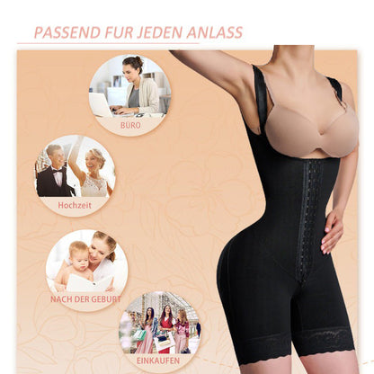 Shapshe® Sanduhr Bodysuit mit offener Brust und Bauchkontrolle bis zur Mitte des Oberschenkels