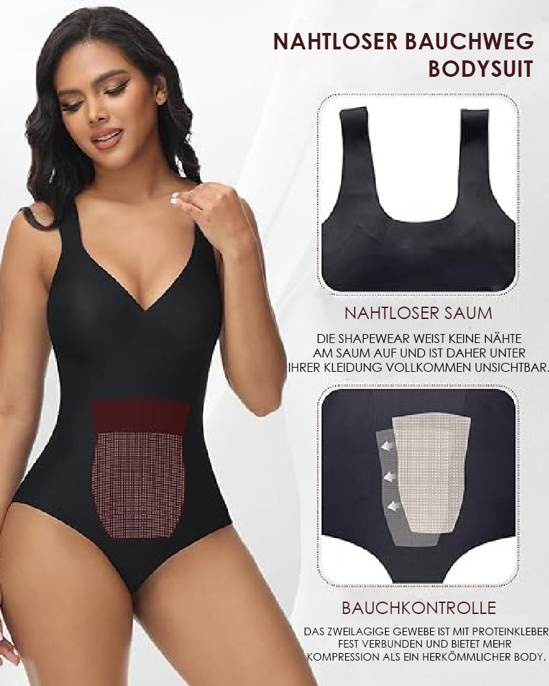 Shapshe® Damen Bauchweg Nahtloser Sommer Eisseide Bodysuit Kompressions V-Ausschnitt Body Shaper