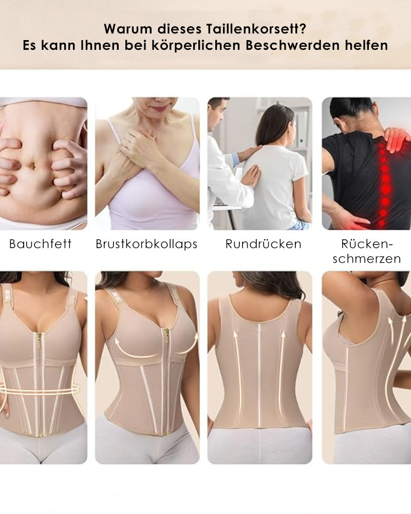 Shapshe® Damen Stäbchen Latex Reißverschluss Korsett Bauchkontrolle Body Shaper Weste Mit BH