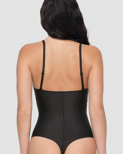 Shapshe® Glatter Push Up Tanga Bodysuit Nahtlos Tiefer V-Ausschnitt Body Shaper
