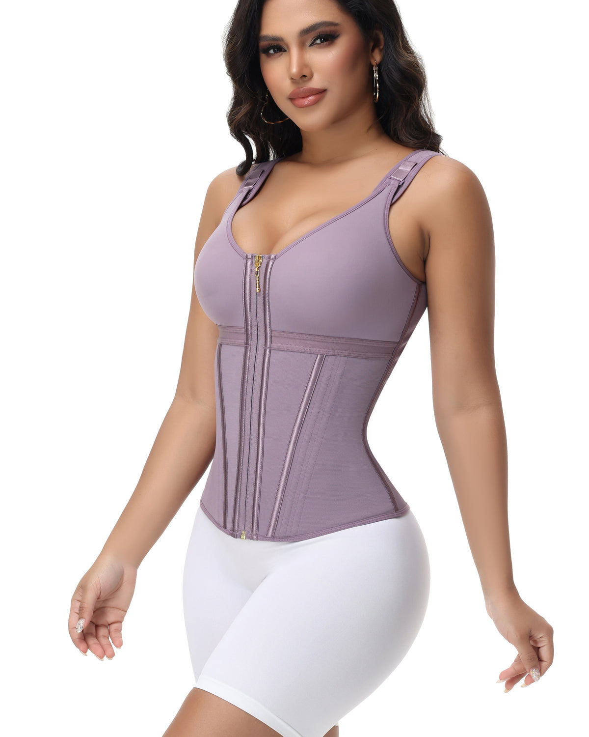 Shapshe® Damen Stäbchen Latex Reißverschluss Korsett Bauchkontrolle Body Shaper Weste Mit BH