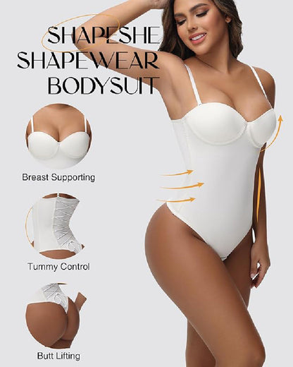 Shapshe® Nahtloser Skinny Bodys mit Sexy Schnürung am Rücken und Tanga