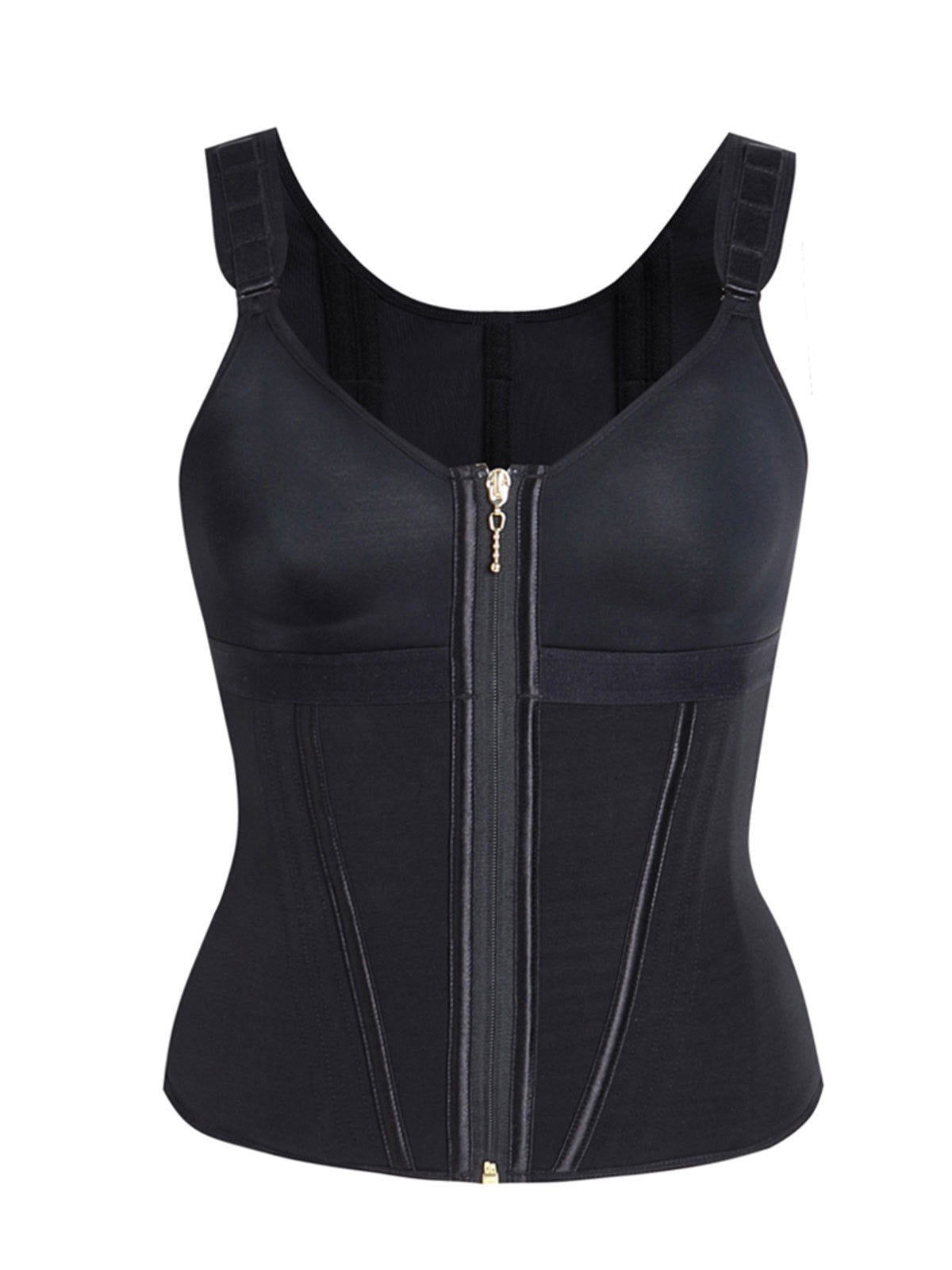 Shapshe® Damen Stäbchen Latex Reißverschluss Korsett Bauchkontrolle Body Shaper Weste Mit BH