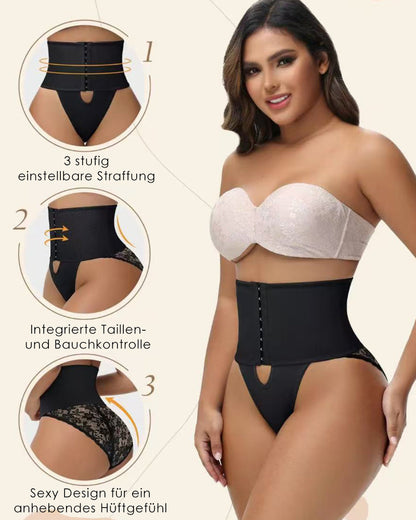 Shapshe® Shapewear mit Öffnung Vorn und Bauchkontroll-Höschen mit Spitzenbesatz