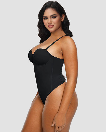 Shapshe® Nahtloser Skinny Bodys mit Sexy Schnürung am Rücken und Tanga