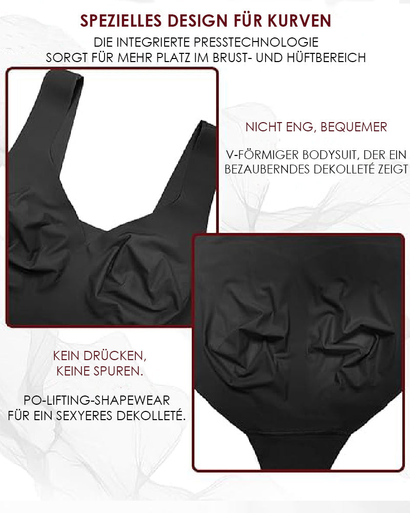 Shapshe® Damen Bauchweg Nahtloser Sommer Eisseide Bodysuit Kompressions V-Ausschnitt Body Shaper
