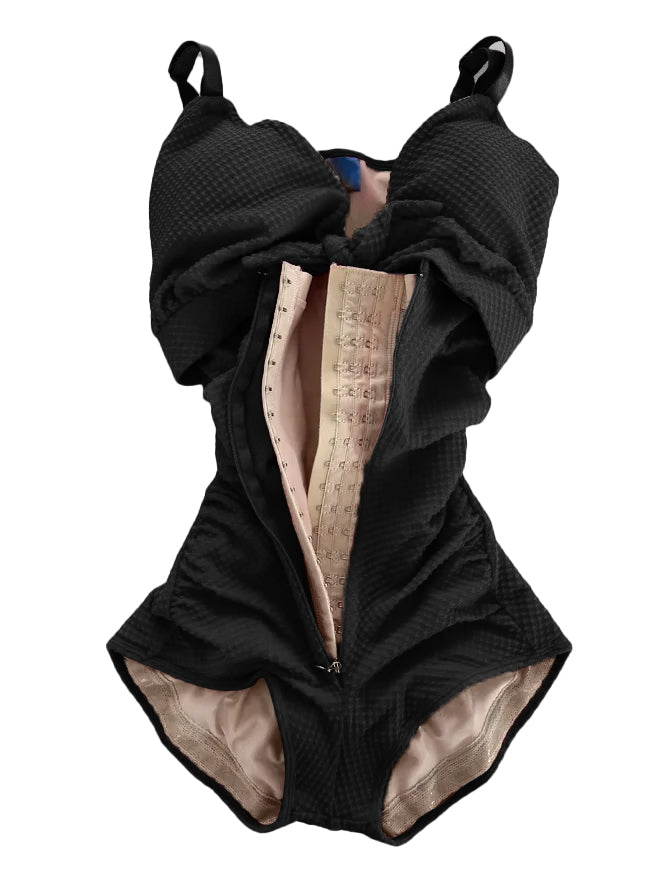 Shapshe® Damen Bauchweg Badeanzug Cut-Out Knoten Vorne Push Up Eingebauter Shapewear Badeanzug