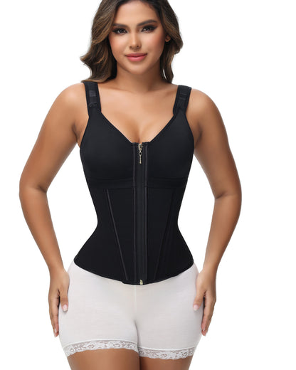Shapshe® Damen Stäbchen Latex Reißverschluss Korsett Bauchkontrolle Body Shaper Weste Mit BH