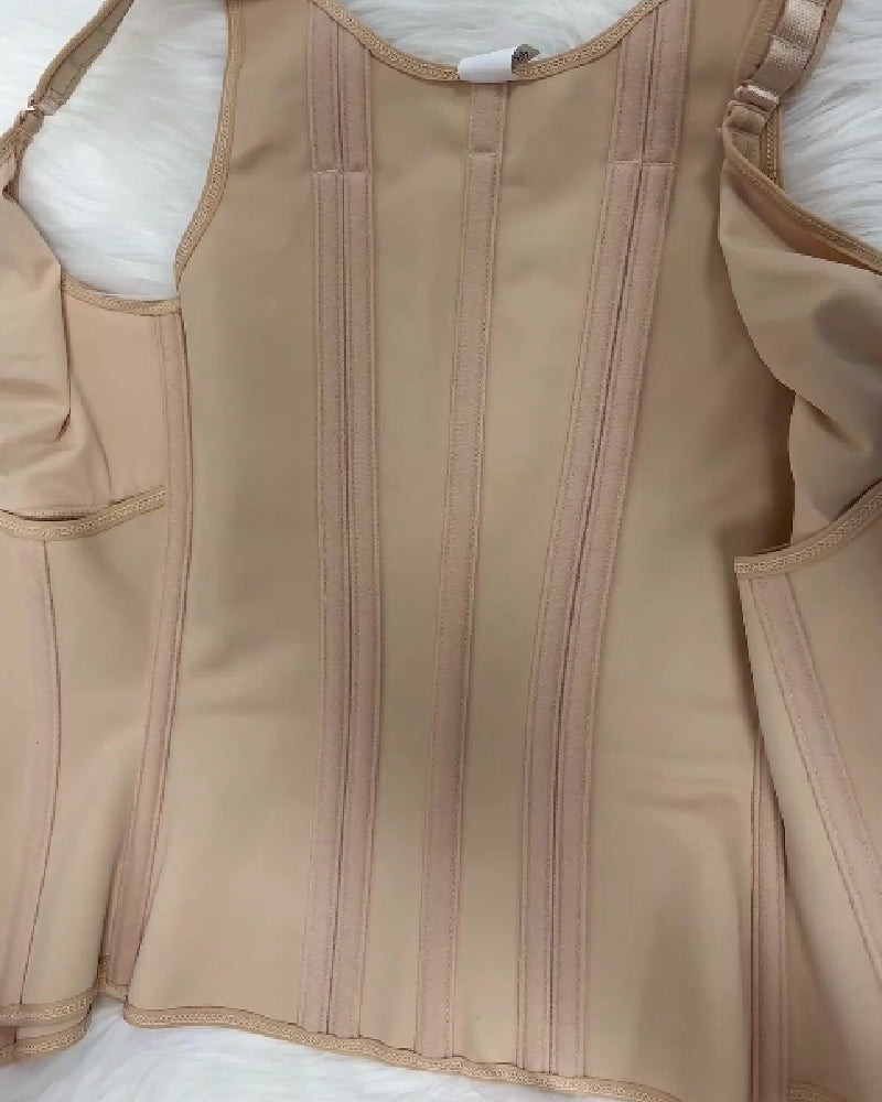 Shapshe® Damen Stäbchen Latex Reißverschluss Korsett Bauchkontrolle Body Shaper Weste Mit BH