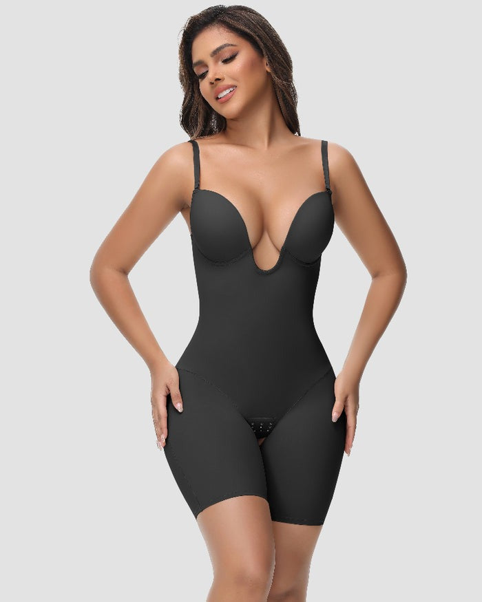 Shapshe® Damen U-Plunge Trägerlos Bodysuit Bauchkontrolle Integriertem BH Shapewear