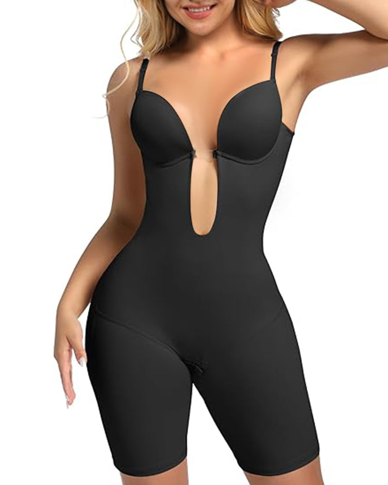 Shapshe® Ärmelloses Bauchweg Rückenfreier Shapewear V-Ausschnitt Bodysuit Mit BH