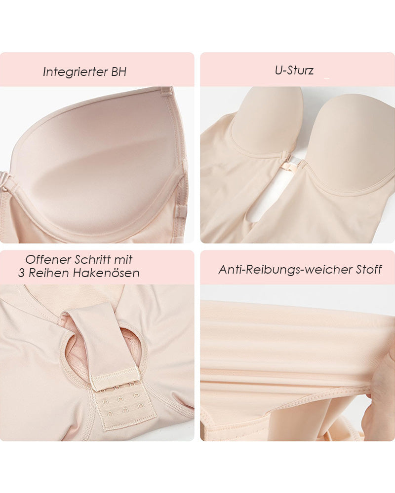 Shapshe® Ärmelloses Bauchweg Rückenfreier Shapewear V-Ausschnitt Bodysuit Mit BH