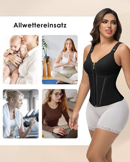 Shapshe® Damen Stäbchen Latex Reißverschluss Korsett Bauchkontrolle Body Shaper Weste Mit BH