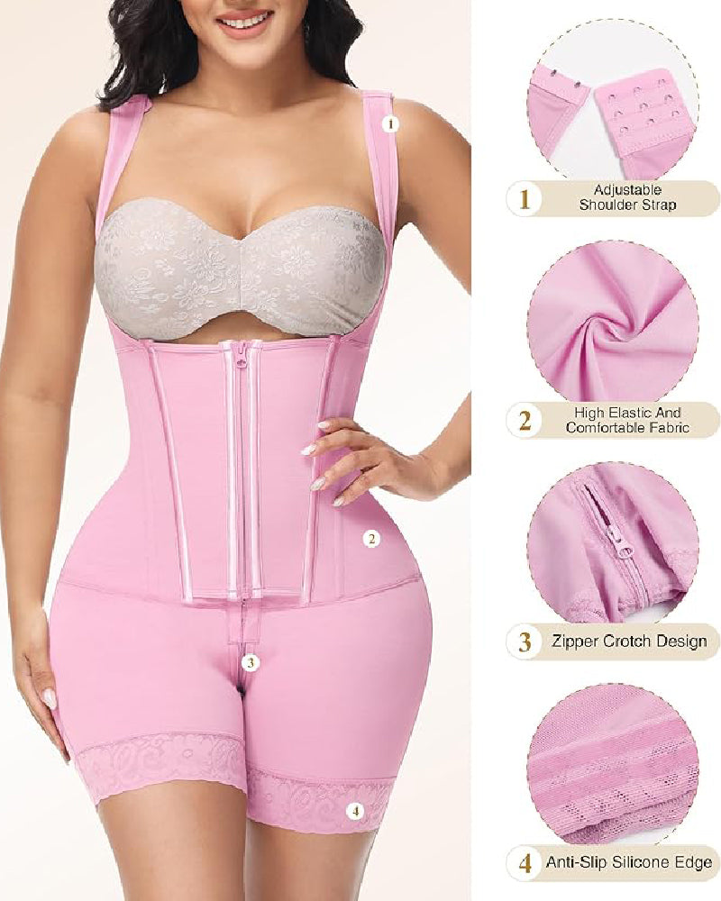 Shapshe® Hohe Kompressions-Shapewear mit Reißverschluss vorne und mittlerem Oberschenkel