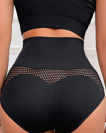 Damen Nahtloser Shapewear Slip mit hoher Taille Sexy Ausgehöhlter Unterwäsche