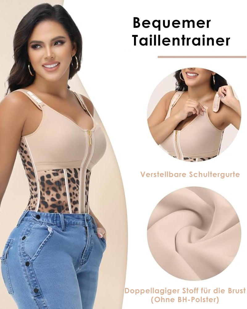 Shapshe® Damen Stäbchen Latex Reißverschluss Korsett Bauchkontrolle Body Shaper Weste Mit BH