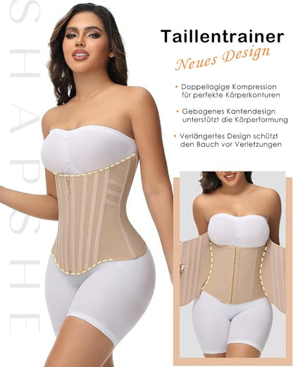 Shapshe® Damen Kurvenförmiger Knochen Taillentrainer Hohe Kompression Bauchweg Bauchgürtel