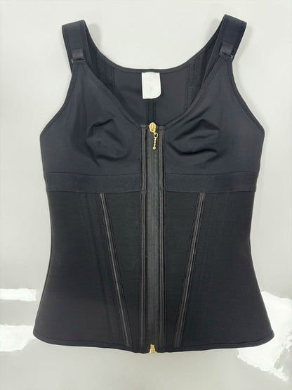 Shapshe® Damen Stäbchen Latex Reißverschluss Korsett Bauchkontrolle Body Shaper Weste Mit BH