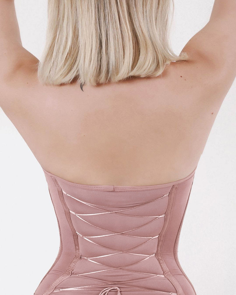 Shapshe® Nahtloser Skinny Bodys mit Sexy Schnürung am Rücken und Tanga