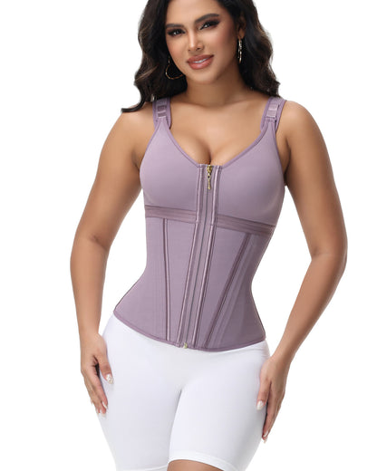 Shapshe® Damen Stäbchen Latex Reißverschluss Korsett Bauchkontrolle Body Shaper Weste Mit BH