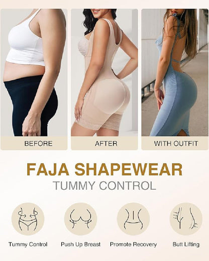 Shapshe® Hohe Kompressions-Shapewear mit Reißverschluss vorne und mittlerem Oberschenkel