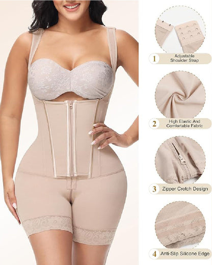 Shapshe® Hohe Kompressions-Shapewear mit Reißverschluss vorne und mittlerem Oberschenkel