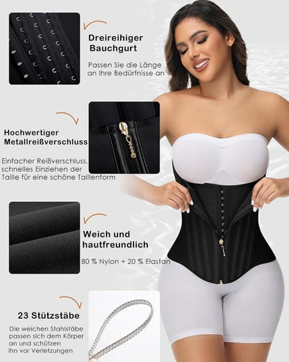 Shapshe® Damen Kurvenförmiger Knochen Taillentrainer Hohe Kompression Bauchweg Bauchgürtel
