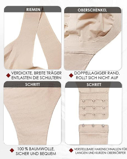 Shapshe® Damen Bauchweg Nahtloser Sommer Eisseide Bodysuit Kompressions V-Ausschnitt Body Shaper