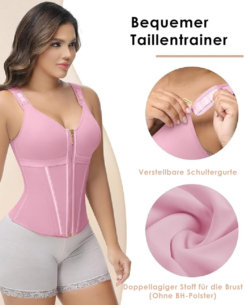 Shapshe® Damen Stäbchen Latex Reißverschluss Korsett Bauchkontrolle Body Shaper Weste Mit BH
